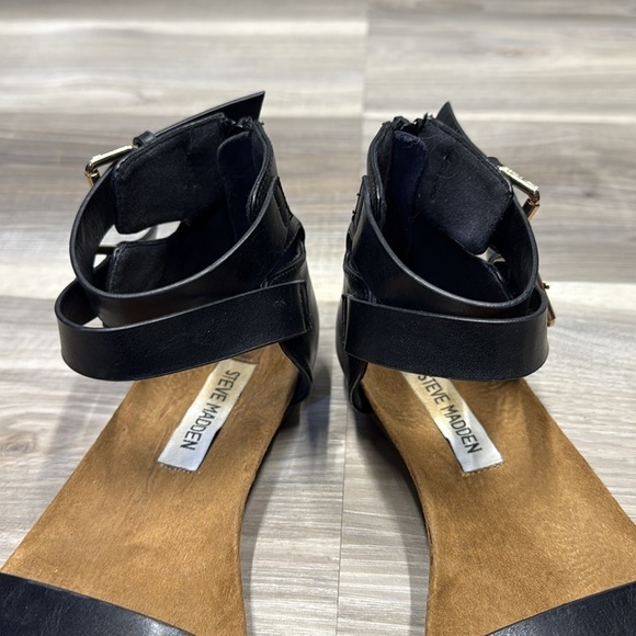 🚩 Steve Madden Black Women's Sandals size 37 EURO - Picture 3 of 9